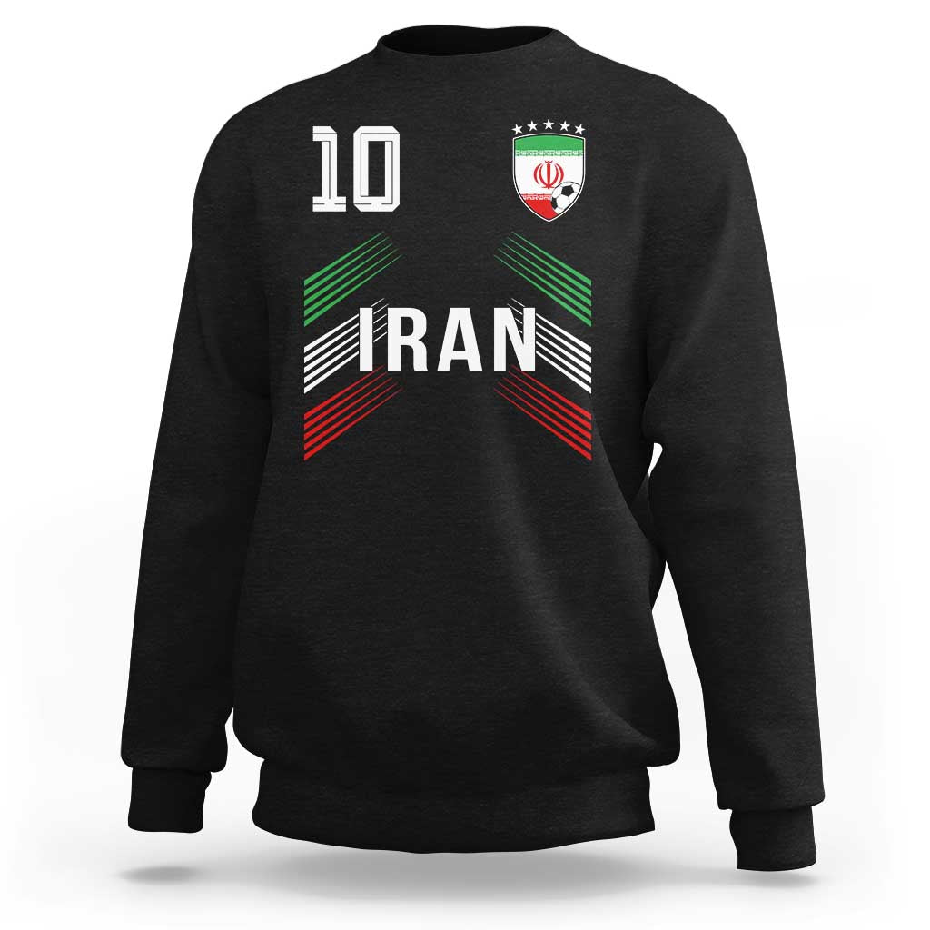 Iran Soccer Sports Graphic Number 10 Jersey Style Sweatshirt Proud Iranian Football Fans Game Day Pride
