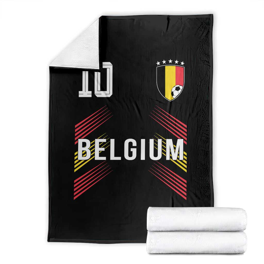 Belgium Soccer Sports Graphic Number 10 Jersey Style Throw Blanket Proud Belgian Football Fans Game Day Pride