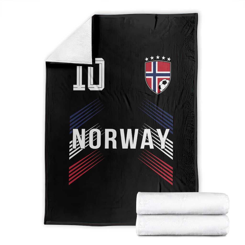 Norway Soccer Sports Graphic Number 10 Jersey Style Throw Blanket Proud Norwegian Football Fans Game Day Pride