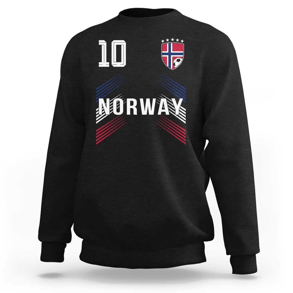 Norway Soccer Sports Graphic Number 10 Jersey Style Sweatshirt Proud Norwegian Football Fans Game Day Pride
