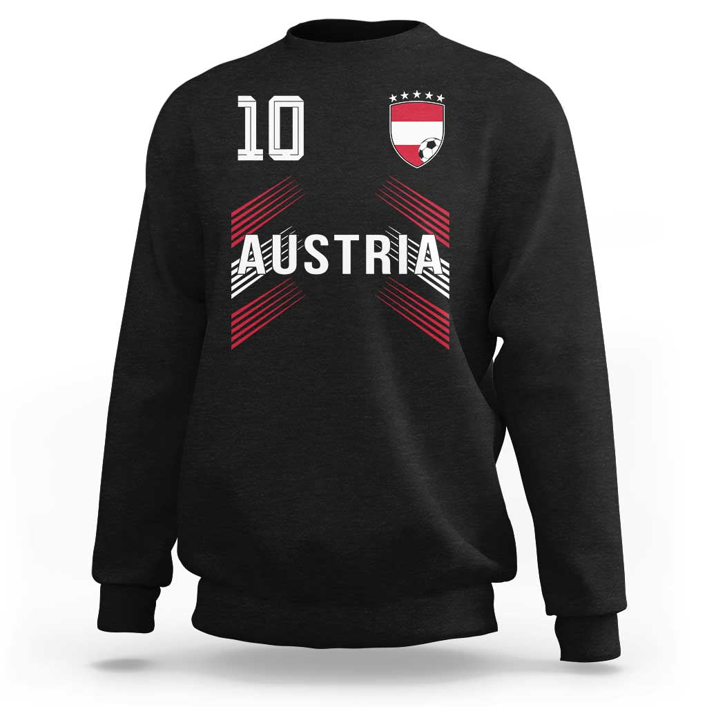 Austria Soccer Sports Graphic Number 10 Jersey Style Sweatshirt Proud Austrian Football Fans Game Day Pride