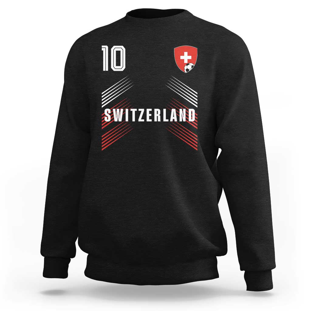 Switzerland Soccer Sports Graphic Number 10 Jersey Style Sweatshirt Proud Swiss Football Fans Game Day Pride