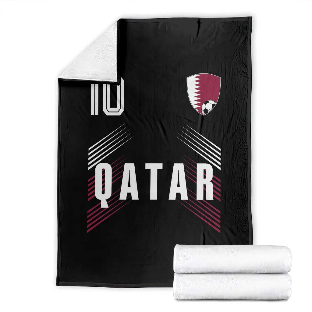 Qatar Soccer Sports Graphic Number 10 Jersey Style Throw Blanket Proud Qatari Football Fans Game Day Pride
