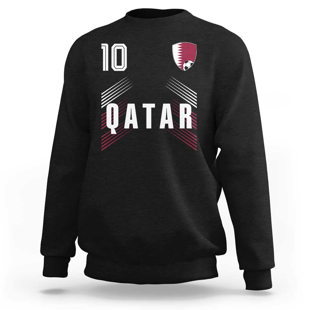 Qatar Soccer Sports Graphic Number 10 Jersey Style Sweatshirt Proud Qatari Football Fans Game Day Pride