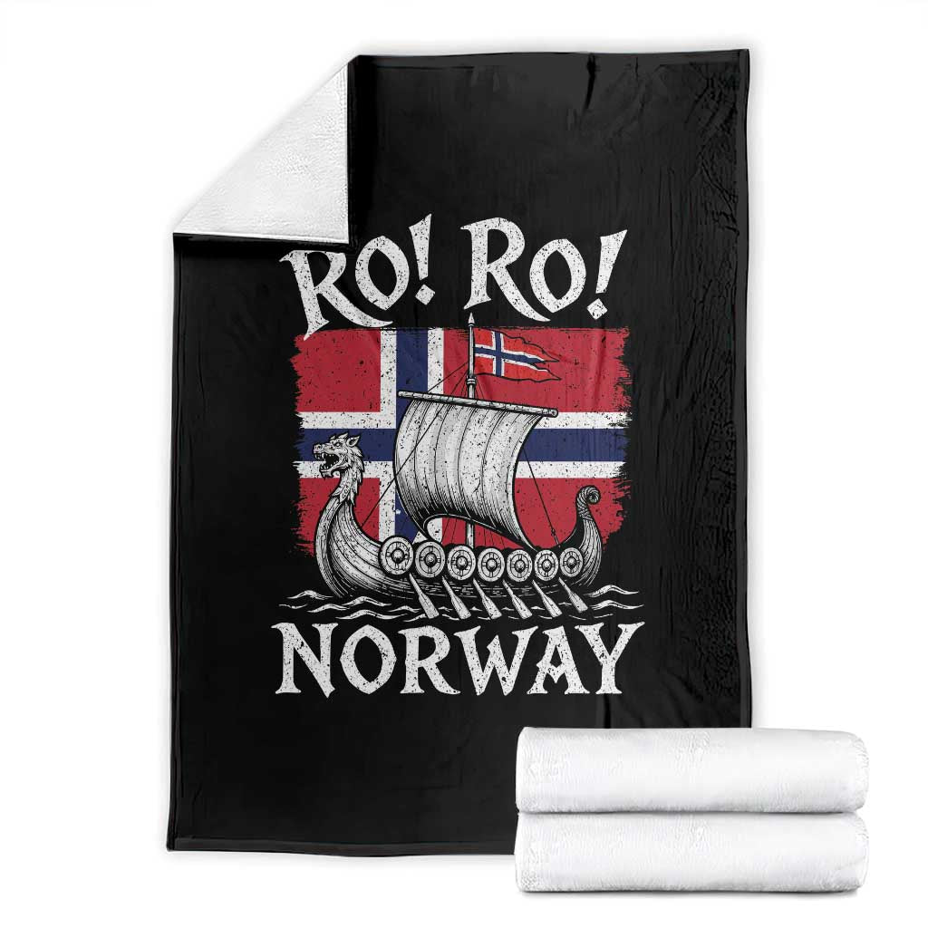 Funny Norway Viking Longship Ro Ro Throw Blanket Vintage Norge Norwegian Flag Football Fans