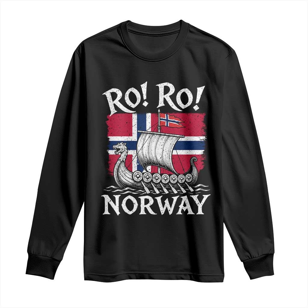 Funny Norway Viking Longship Ro Ro Long Sleeve Shirt Vintage Norge Norwegian Flag Football Fans