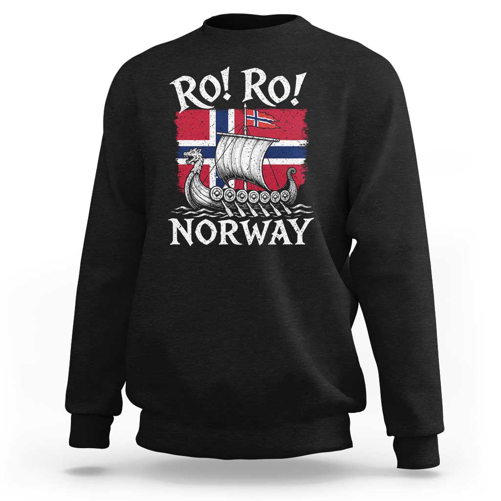 Funny Norway Viking Longship Ro Ro Sweatshirt Vintage Norge Norwegian Flag Football Fans