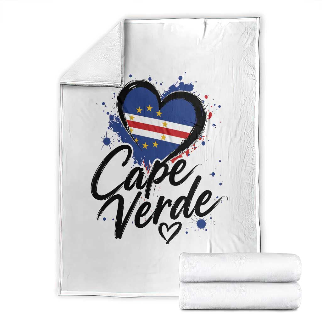 Cape Verde Flag Heart Throw Blanket Cabo Verde Pride Verdean Love