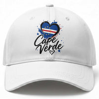 Cape Verde Flag Heart Baseball Cap Cabo Verde Pride Verdean Love