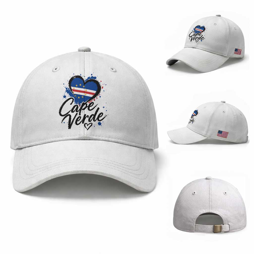 Cape Verde Flag Heart Baseball Cap Cabo Verde Pride Verdean Love