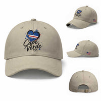 Cape Verde Flag Heart Baseball Cap Cabo Verde Pride Verdean Love