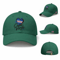Cape Verde Flag Heart Baseball Cap Cabo Verde Pride Verdean Love