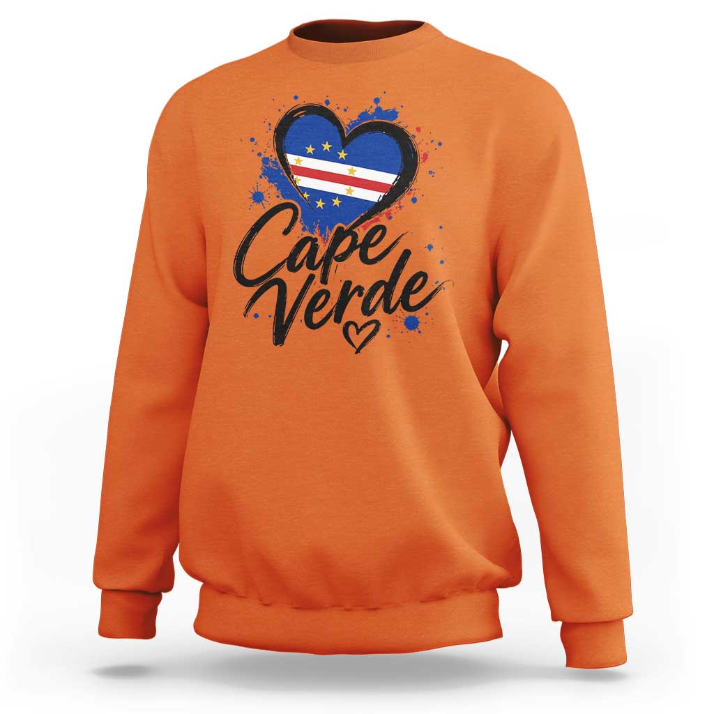 Cape Verde Flag Heart Sweatshirt Cabo Verde Pride Verdean Love
