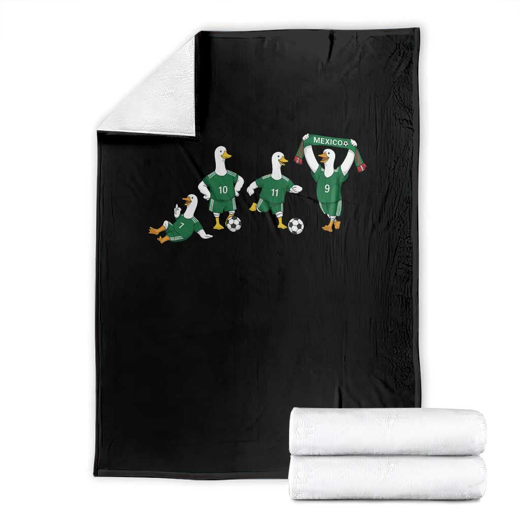 Funny Mexico Merlin the Duck Playing Soccer Graphic Throw Blanket Mexican Spirit Football Fans Cheer