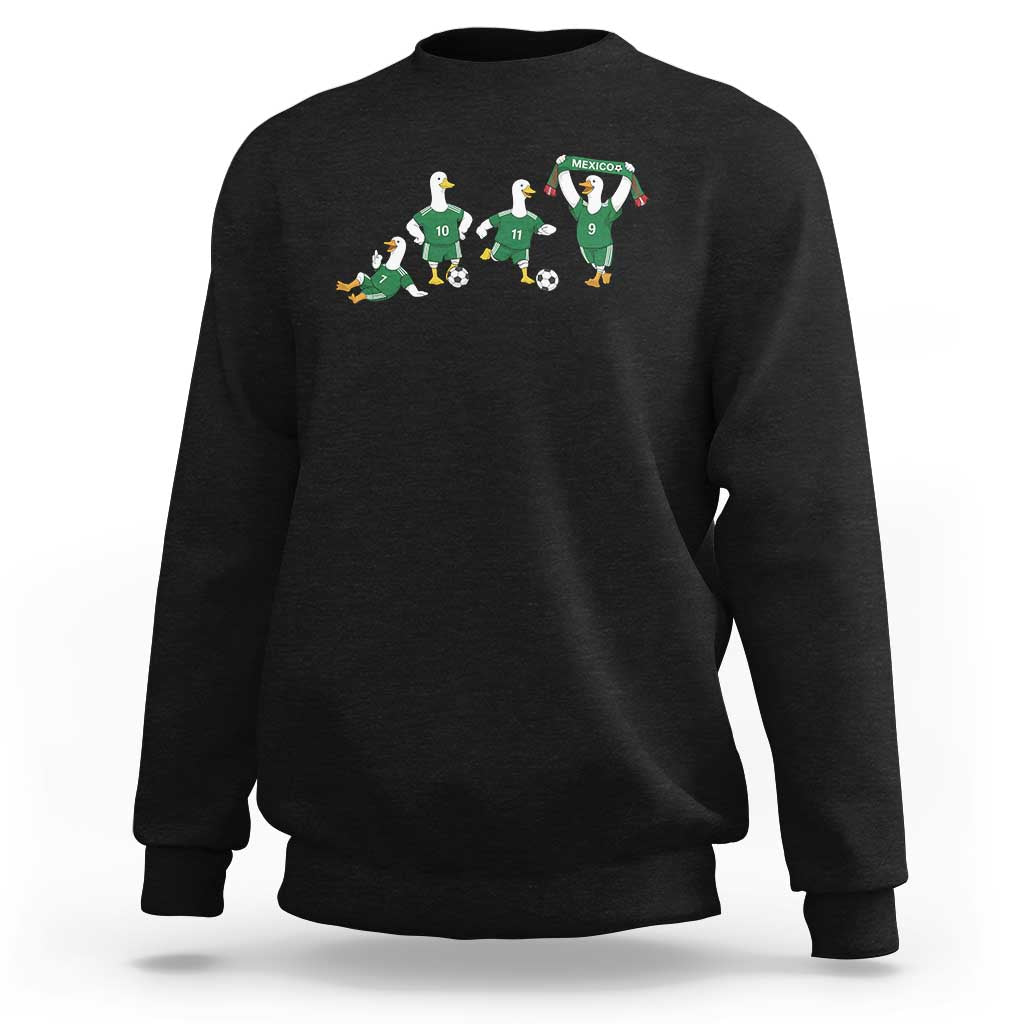 Funny Mexico Merlin the Duck Playing Soccer Graphic Sweatshirt Mexican Spirit Football Fans Cheer