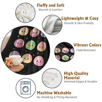 Kawaii Glitter Dumpling Face Grid Graphic Throw Blanket Cute Pastel Bao Emoji Expressions