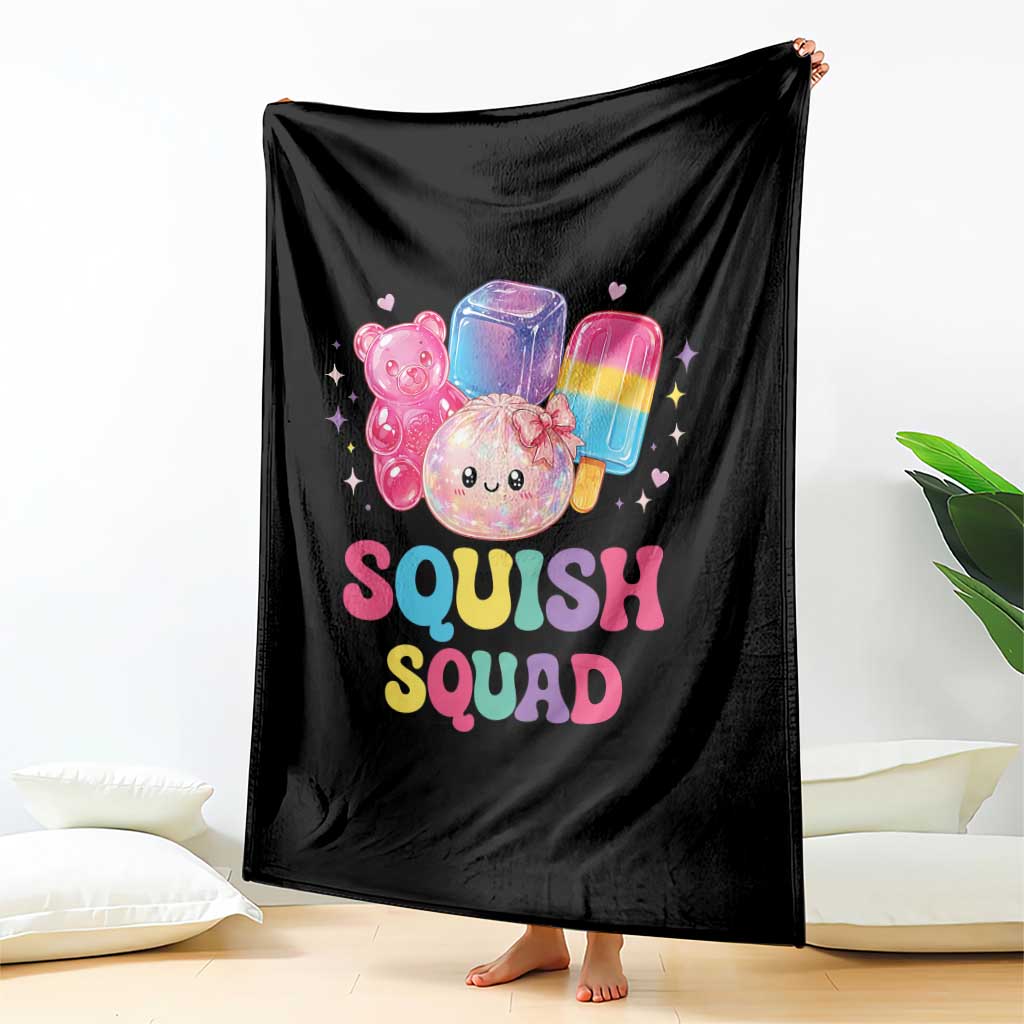 Squish Squad Kawaii Glitter Dumpling and Candy Graphic Throw Blanket Cute Gummy Bear Popsicle