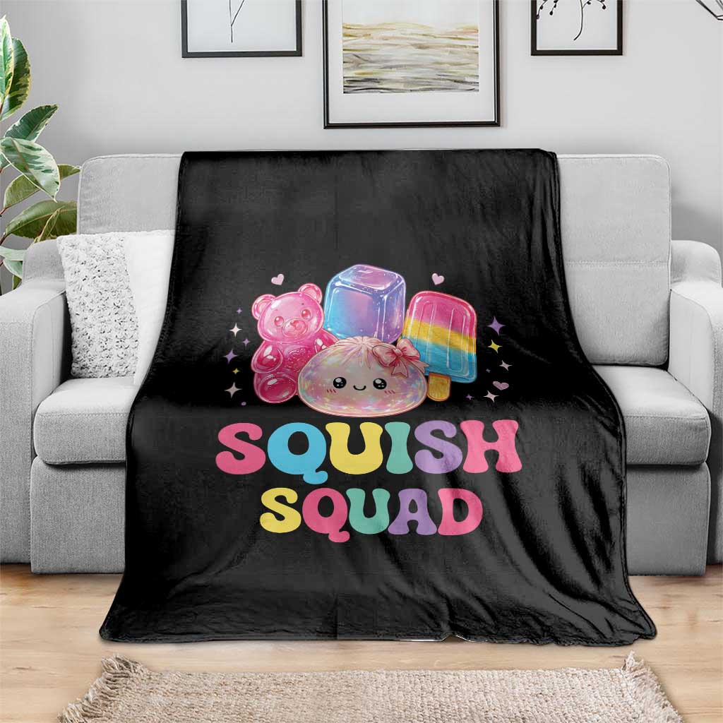 Squish Squad Kawaii Glitter Dumpling and Candy Graphic Throw Blanket Cute Gummy Bear Popsicle