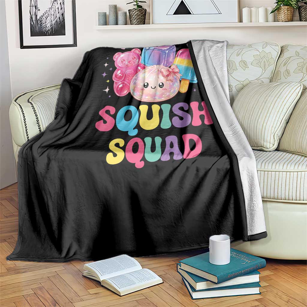 Squish Squad Kawaii Glitter Dumpling and Candy Graphic Throw Blanket Cute Gummy Bear Popsicle