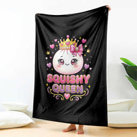 Squishy Queen Kawaii Glitter Dumpling Graphic Throw Blanket Cute Tiara Crown and Pink Bow