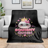 Squishy Queen Kawaii Glitter Dumpling Graphic Throw Blanket Cute Tiara Crown and Pink Bow