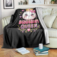 Squishy Queen Kawaii Glitter Dumpling Graphic Throw Blanket Cute Tiara Crown and Pink Bow