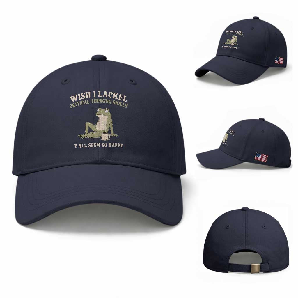 Funny Overthinking Frog Drinking Coffee Meme Baseball Cap What If Everyone Else Is Just Underthinking