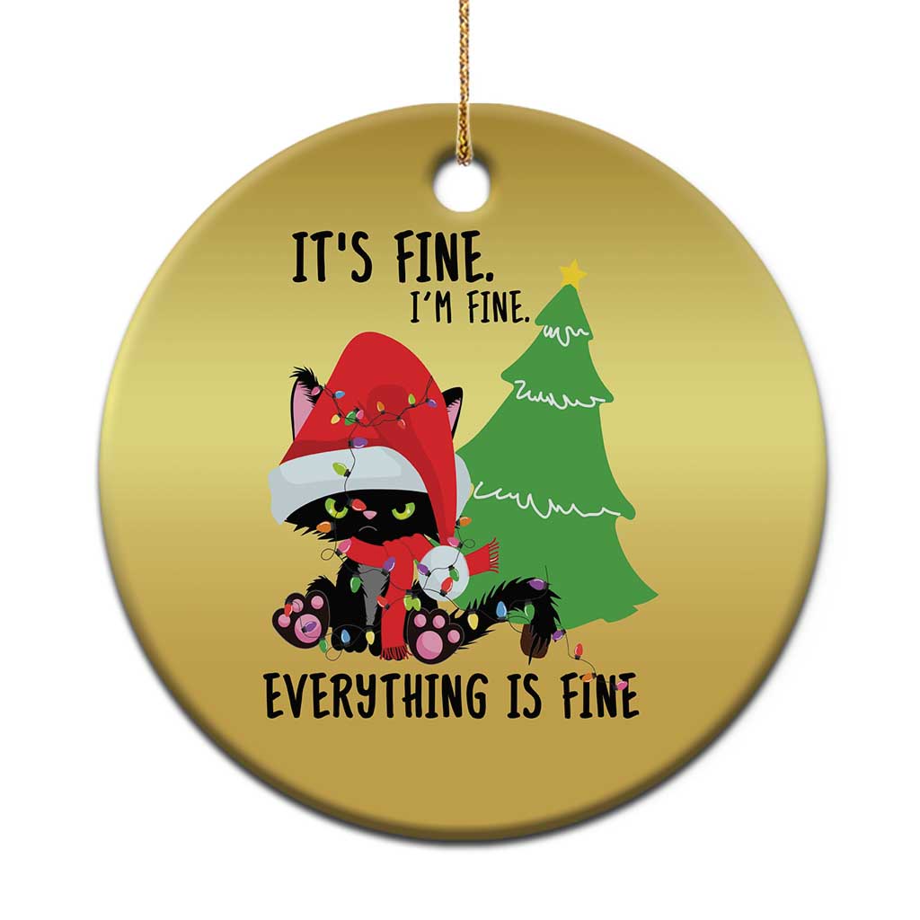 Black Cat Christmas Christmas Ornament It's Fine I'm Fine Everything Is Fine - Wonder Print Shop