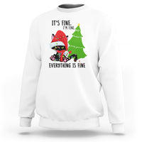 White Christmas sweatshirt with cat-and-tree graphic and “It’s fine… Everything is fine” text