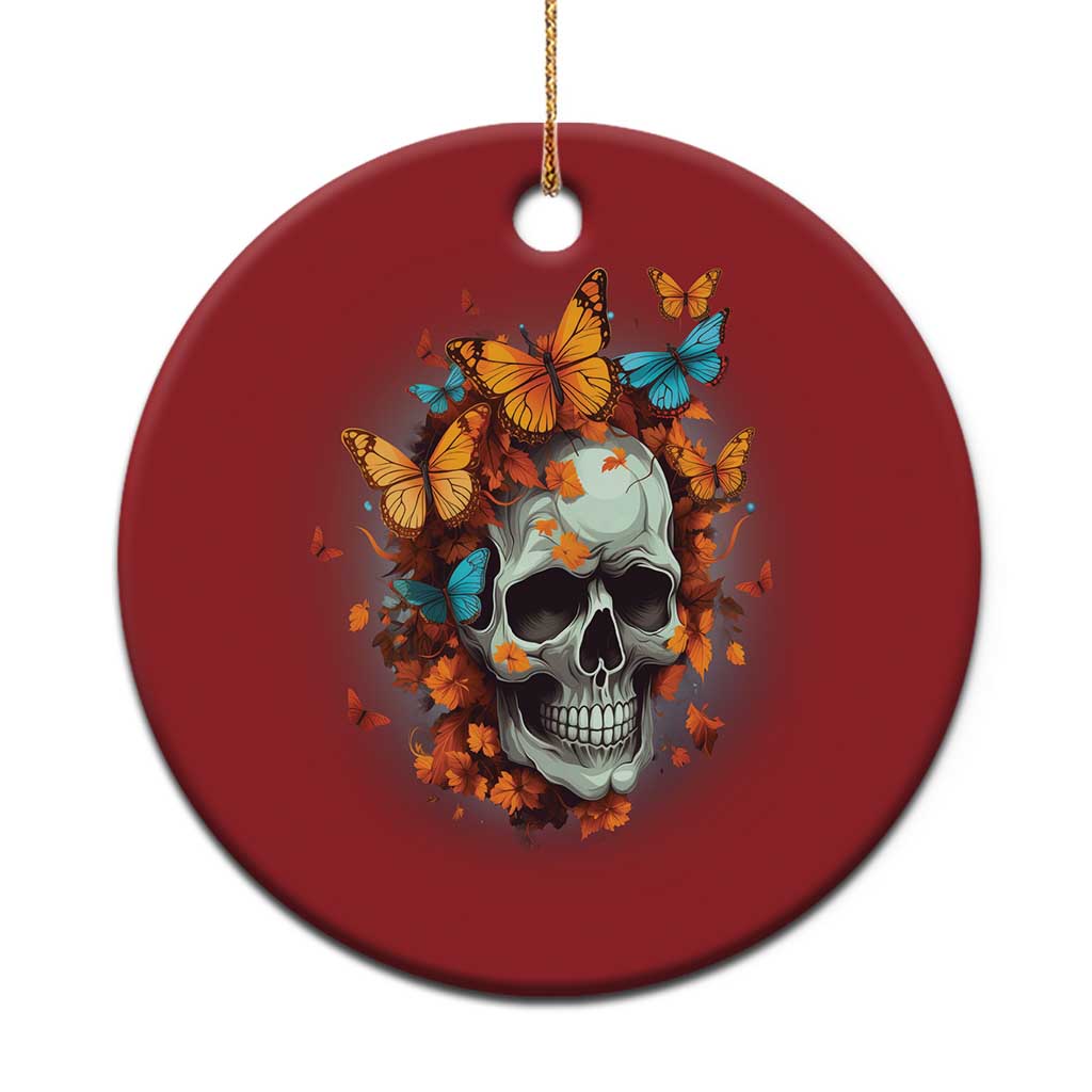 Cottagecore Floral Skull Christmas Ornament Butterfly Aesthetic - Wonder Print Shop