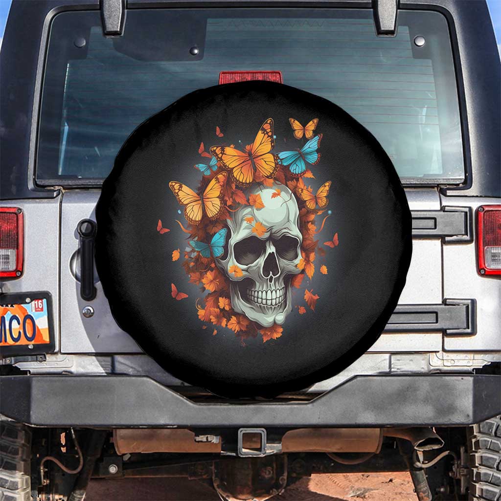 Cottagecore Floral Skull Spare Tire Cover Butterfly Aesthetic