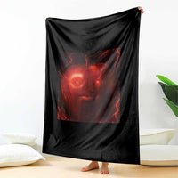 Evil Freaky Apple Meme Throw Blanket Creepy Dark AI Fruit Face With Glowing Eyes - Wonder Print Shop