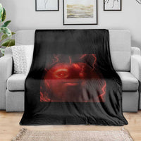 Evil Freaky Apple Meme Throw Blanket Creepy Dark AI Fruit Face With Glowing Eyes - Wonder Print Shop