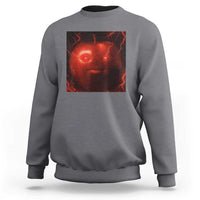 Evil Freaky Apple Meme Sweatshirt Creepy Dark AI Fruit Face With Glowing Eyes - Wonder Print Shop