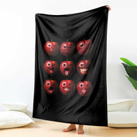Funny Freaky Apple Faces Meme Graphic Throw Blanket Surreal Weird AI Fruit Emotions - Wonder Print Shop
