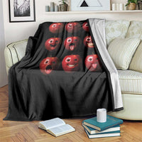 Funny Freaky Apple Faces Meme Graphic Throw Blanket Surreal Weird AI Fruit Emotions - Wonder Print Shop