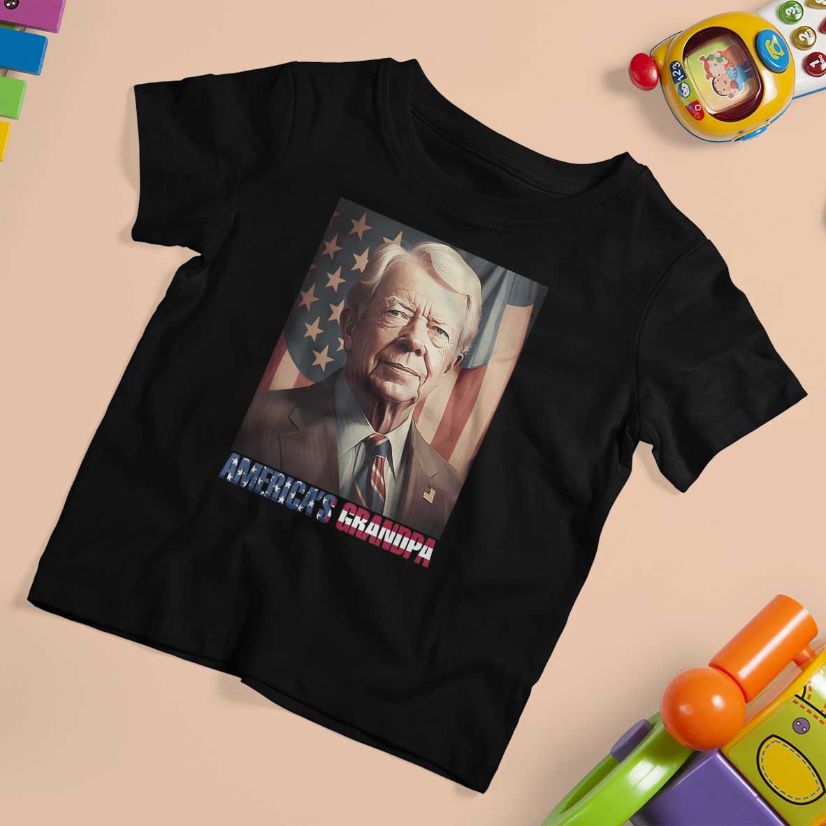 39th President Jimmy Carter T Shirt For Kid America's Grandpa Presidents' Day USA Flag Vintage