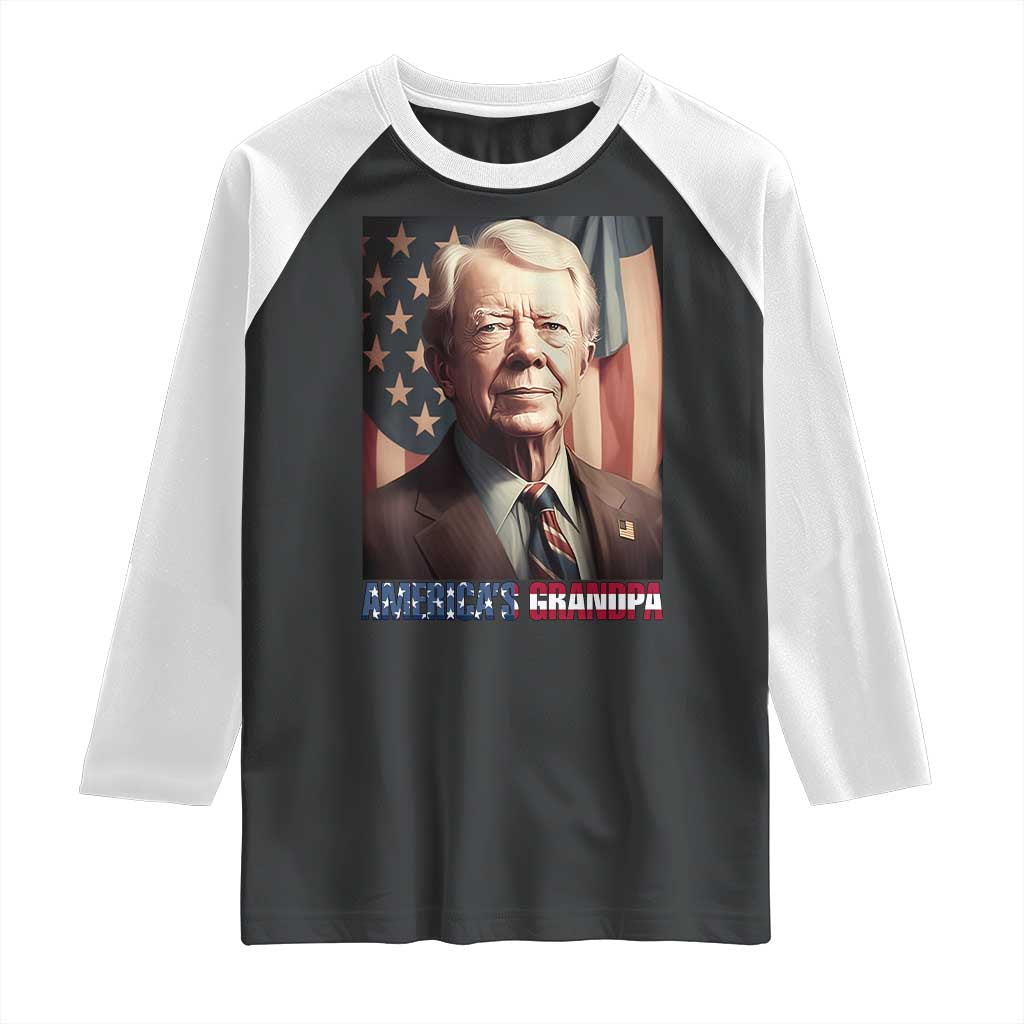 39th President Jimmy Carter Raglan Shirt America's Grandpa Presidents' Day USA Flag Vintage