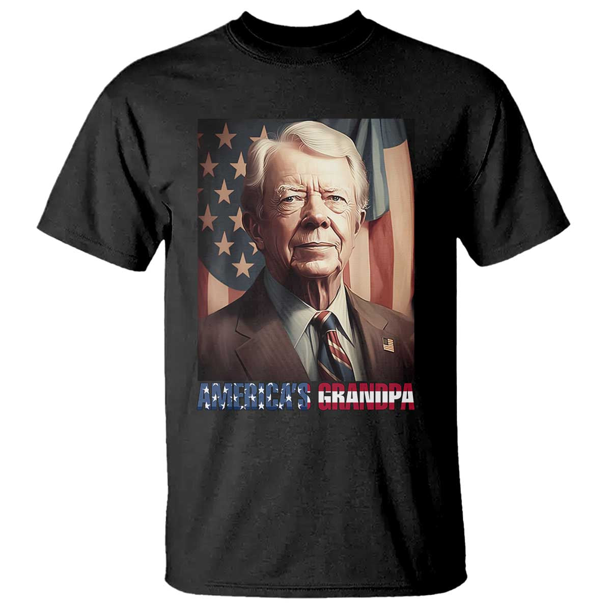 39th President Jimmy Carter T Shirt America's Grandpa Presidents' Day USA Flag Vintage