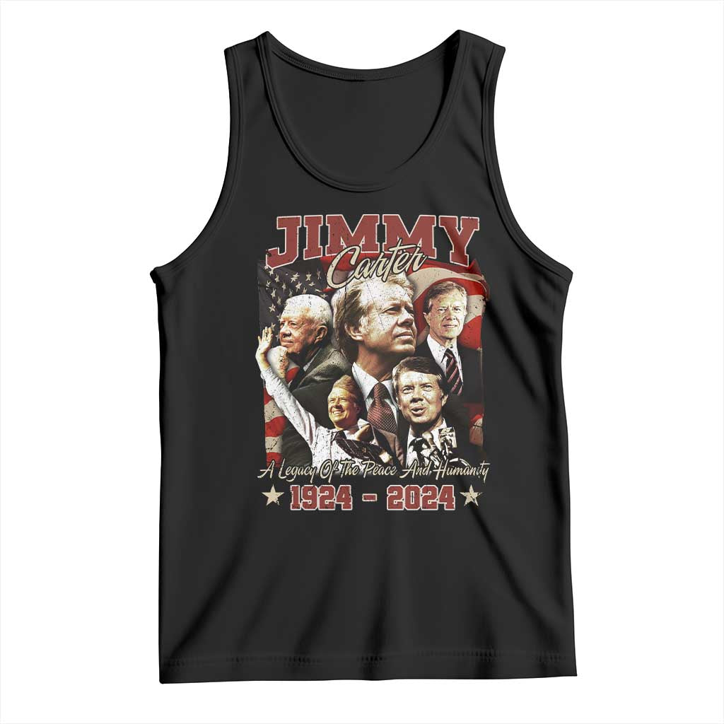 Black Jimmy Carter sleeveless tank top with red graphic and 1971–2024 text