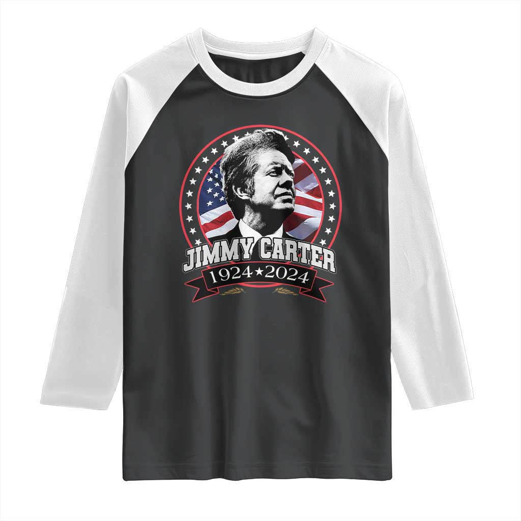 39th President Jimmy Carter Raglan Shirt USA Legacy American Flag