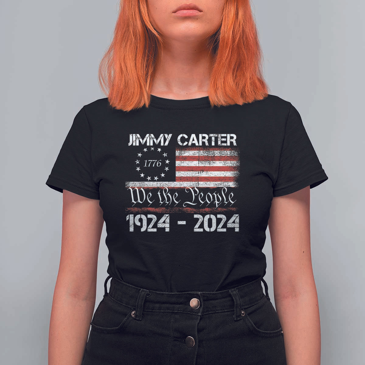 39th President Jimmy Carter T Shirt For Women USA Legacy We The People Betsy Ross Flag