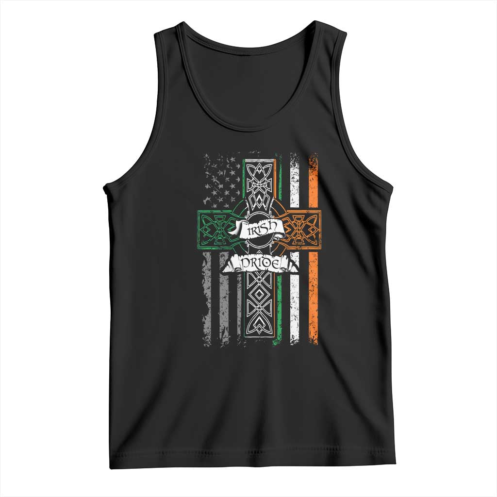 Irish Pride Tank Top American Flag Celtic Cross St Patricks Day