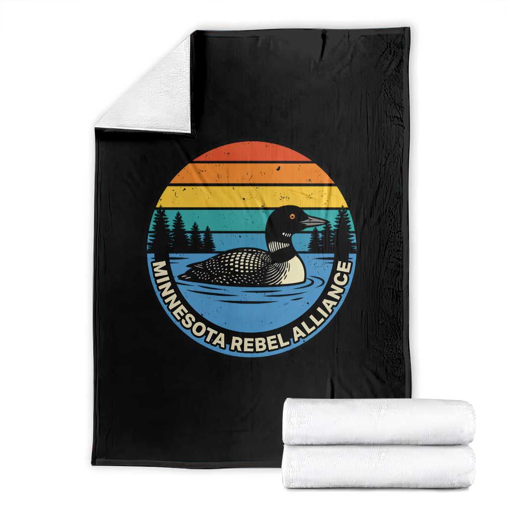 Minnesota Rebel Alliance Vintage Retro Sunset Loon Throw Blanket