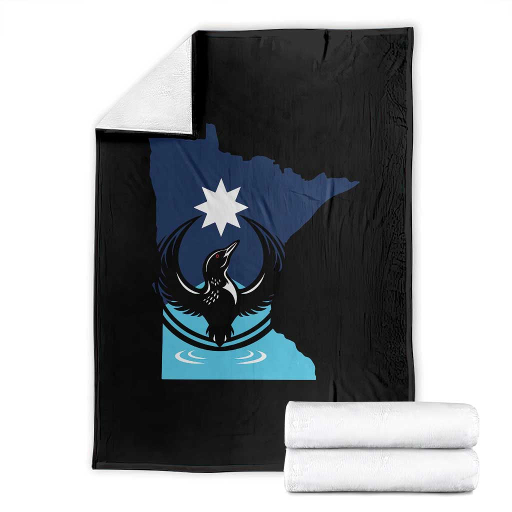 Minnesota Loon Rising Throw Blanket Star Emblem MN State Flag Pride