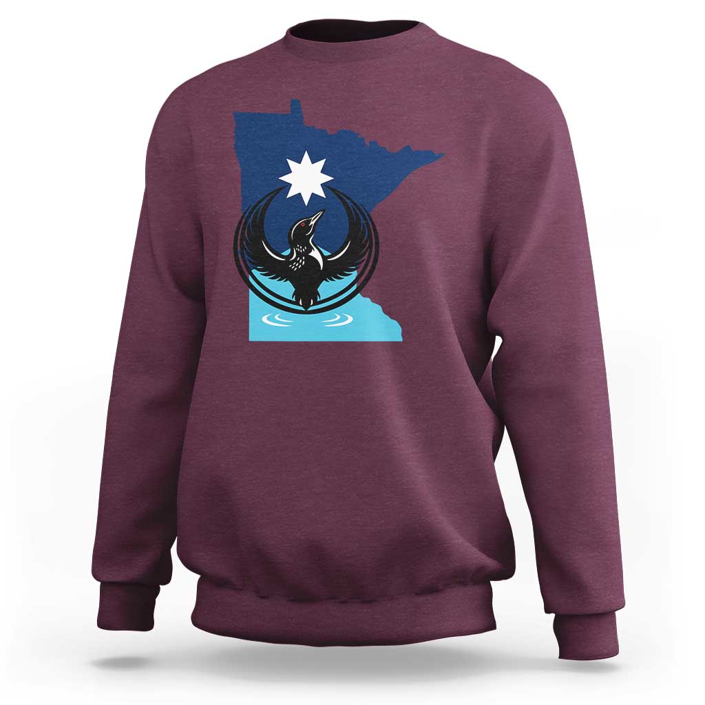Minnesota Loon Rising Sweatshirt Star Emblem MN State Flag Pride