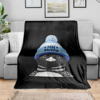 MN Strong Winter Loon with Blue Beanie Throw Blanket Stand with Minnesota Justice Protest