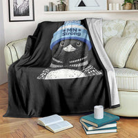MN Strong Winter Loon with Blue Beanie Throw Blanket Stand with Minnesota Justice Protest