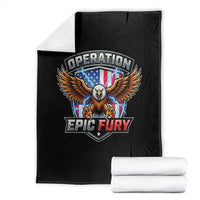 Operation Epic Fury Patriotic Bald Eagle Throw Blanket American Flag Shield Graphic Freedom Pride