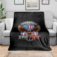 Operation Epic Fury Patriotic Bald Eagle Throw Blanket American Flag Shield Graphic Freedom Pride